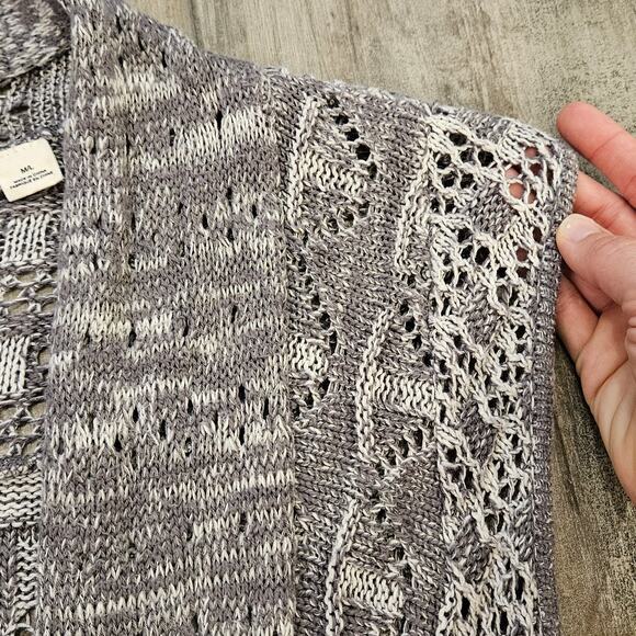 Anthropologie Moth Cardigan Women M/L Lavena Pointelle Draped Open Front Sweater - Picture 13 of 16